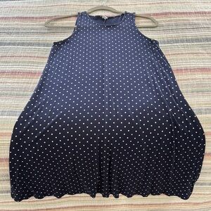 Navy Polka Dot Sleeveless Dress